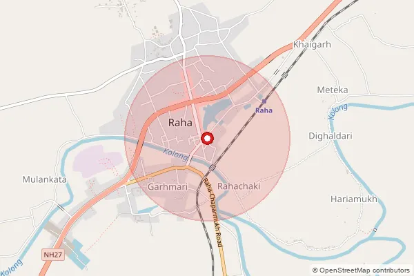 Map showing approximate area covered by Pincode 782103 — Barapujia B.O, Nagaon