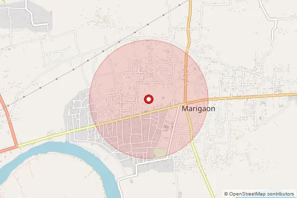 Map showing approximate area covered by Pincode 782105 — Bangalpara B.O, Marigaon