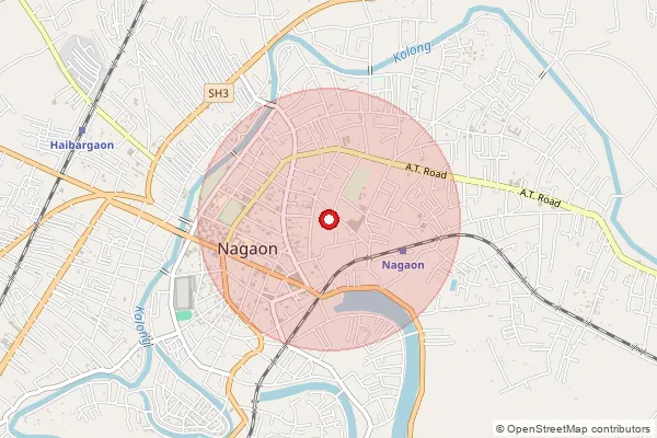 Map showing approximate area covered by Pincode 782120 — Borghuli Sapmar B.O, Nagaon