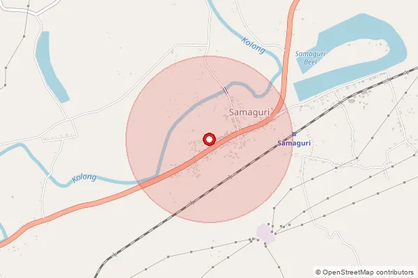 Map showing approximate area covered by Pincode 782140 — Bajiagaon B.O, Nagaon