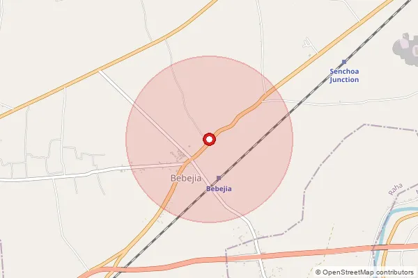 Map showing approximate area covered by Pincode 782142 — Barchila B.O, Nagaon