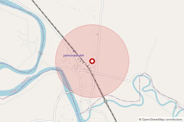 Map showing approximate area covered by Pincode 782428 — Jungle Block B.O, Hojai