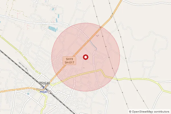 Map showing approximate area covered by Pincode 782436 — Rabindranath Tagore University, Karbi Anglong