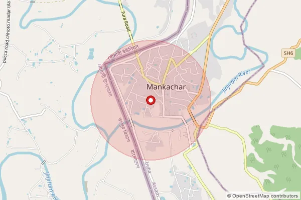 Map showing approximate area covered by Pincode 783131 — Mankachar S.O, South Salmara Mancachar