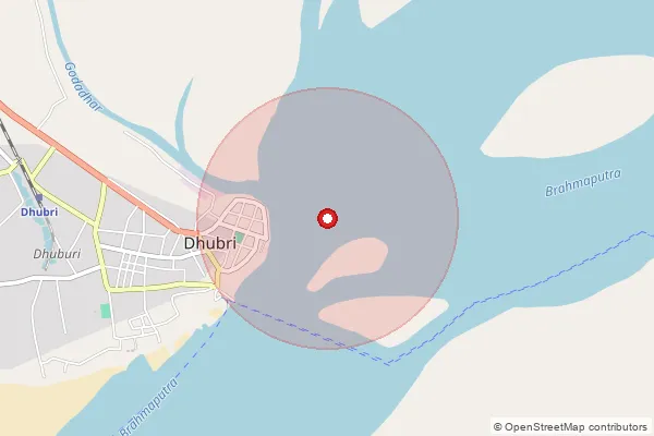 Map showing approximate area covered by Pincode 783323 — Dhubri Balurchar B.O, Dhubri