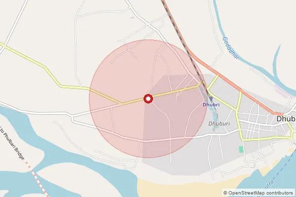 Map showing approximate area covered by Pincode 783325 — Falimari  Pt I B.O, Dhubri