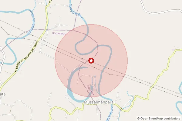 Map showing approximate area covered by Pincode 783336 — Binnyakhata B.O, Kokrajhar