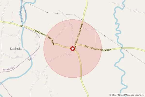 Map showing approximate area covered by Pincode 783354 — Mainaguri B.O, Kokrajhar