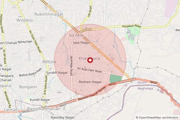 Map showing approximate area covered by Pincode 783371 — Raijhora Bahalpur B.O, Dhubri
