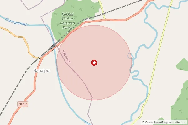 Map showing approximate area covered by Pincode 783389 — Boitamari S.O, Bongaigaon