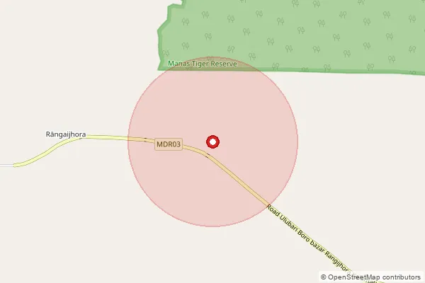 Map showing approximate area covered by Pincode 783393 — Amguri Bazar B.O, Chirang