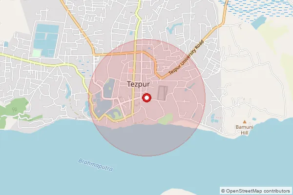 Map showing approximate area covered by Pincode 784010 — Tezpur Medical College S.O, Sonitpur