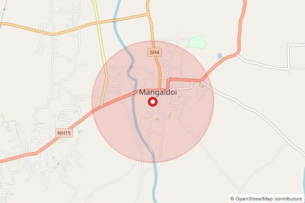 Map showing approximate area covered by Pincode 784125 — Mangaldoi H.O, Darrang