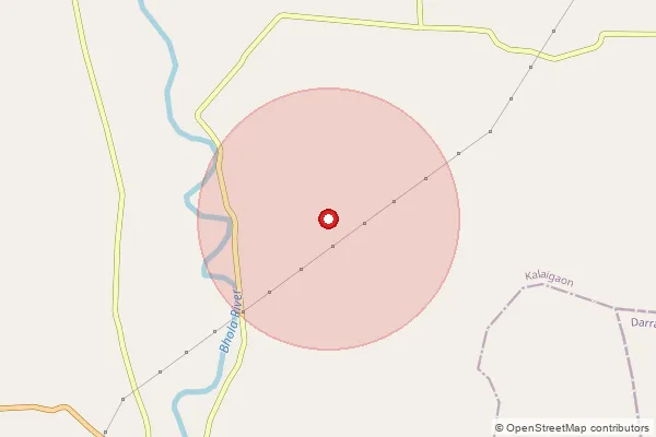 Map showing approximate area covered by Pincode 784144 — Barampur B.O, Darrang