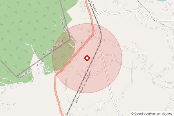 Map showing approximate area covered by Pincode 784163 — Barbali B.O, Lakhimpur