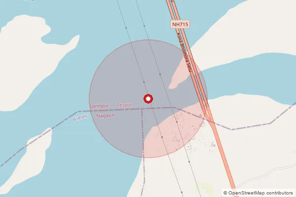 Map showing approximate area covered by Pincode 784184 — Bharali Juli Bo, Biswanath