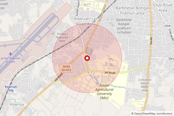 Map showing approximate area covered by Pincode 785013 — Assam Agriculture University S.O, Jorhat