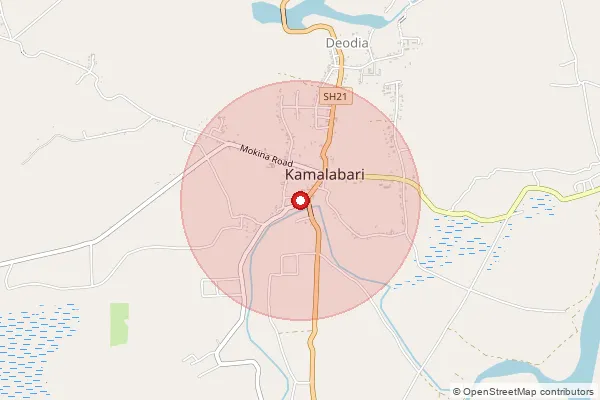 Map showing approximate area covered by Pincode 785106 — Potiagaon B.O, Majuli