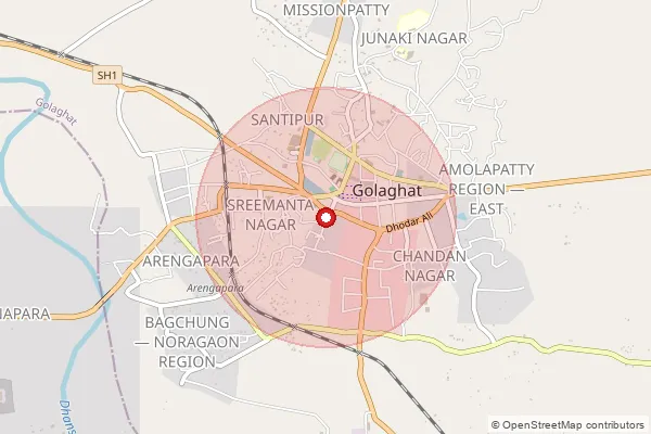 Map showing approximate area covered by Pincode 785626 — Hatiekhowa B.O, Golaghat