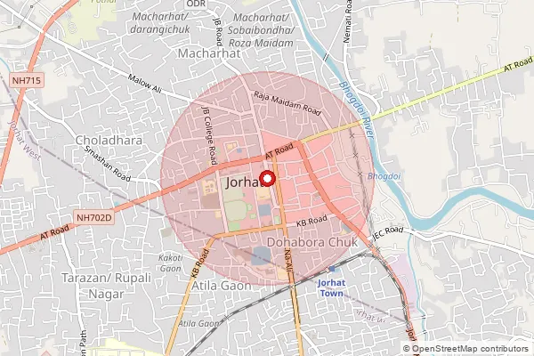 Map showing approximate area covered by Pincode 785634 — Nagajanka B.O, Jorhat