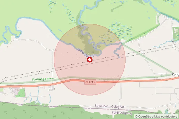 Map showing approximate area covered by Pincode 785701 — Daya Chariali B.O, Sivasagar