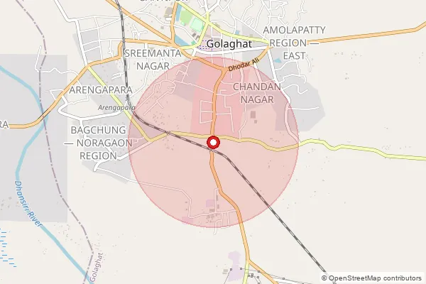 Map showing approximate area covered by Pincode 785702 — Falangani B.O, Golaghat