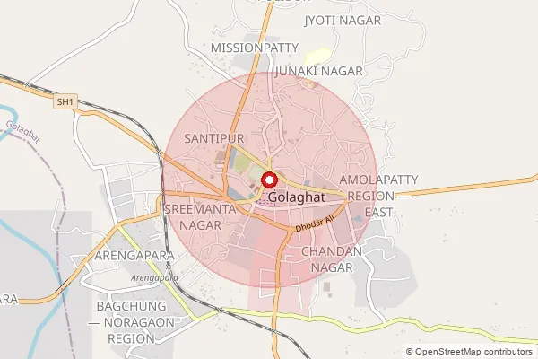 Map showing approximate area covered by Pincode 785703 — Fetagaon B.O, Golaghat