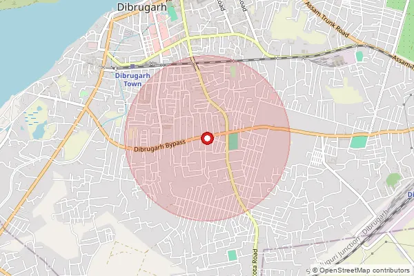 Map showing approximate area covered by Pincode 786003 — Banipur B.O, Dibrugarh