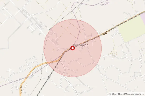 Map showing approximate area covered by Pincode 786150 — Santipur B.O, Tinsukia
