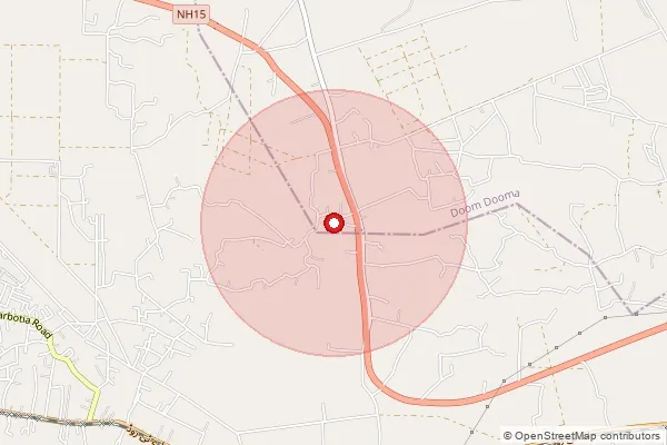 Map showing approximate area covered by Pincode 786155 — Sadiya S.O, Tinsukia