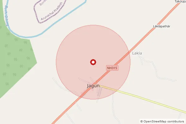 Map showing approximate area covered by Pincode 786188 — Rampur B.O, Tinsukia