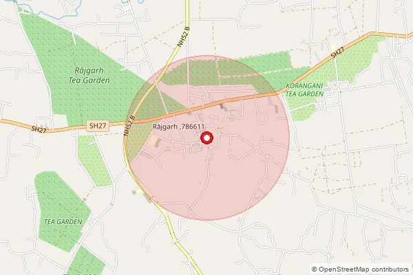 Map showing approximate area covered by Pincode 786611 — Dangopara Chariali B.O, Dibrugarh