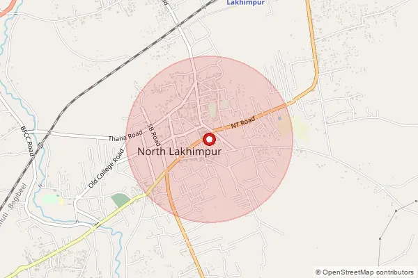 Map showing approximate area covered by Pincode 787001 — North Lakhimpur H.O, Lakhimpur