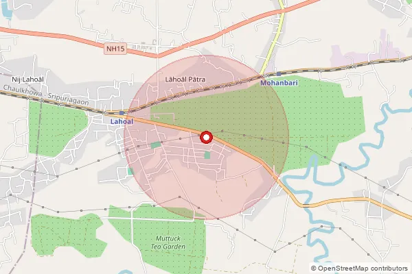 Map showing approximate area covered by Pincode 787032 — Borkhelia B.O, Lakhimpur