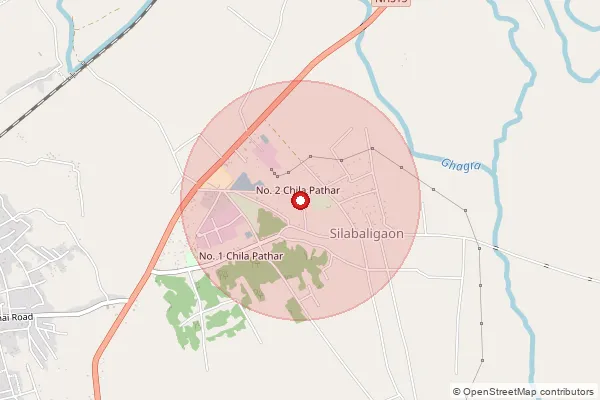 Map showing approximate area covered by Pincode 787057 — Aradhal B.O, Dhemaji