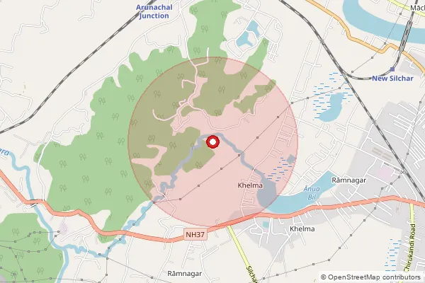 Map showing approximate area covered by Pincode 788003 — Topkhana B.O, Cachar