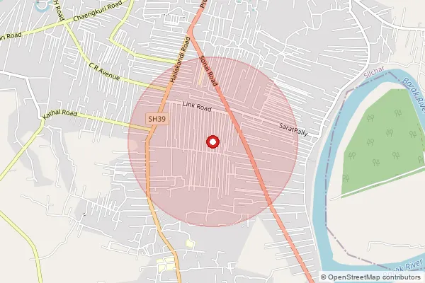 Map showing approximate area covered by Pincode 788006 — Kanakpur B.O, Cachar