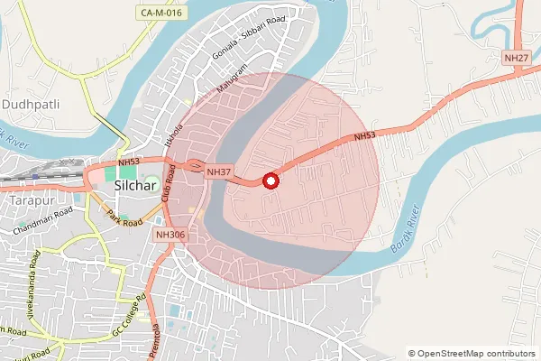 Map showing approximate area covered by Pincode 788009 — Cossipur B.O, Cachar