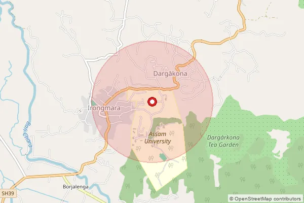 Map showing approximate area covered by Pincode 788011 — Harinetilla B.O, Cachar