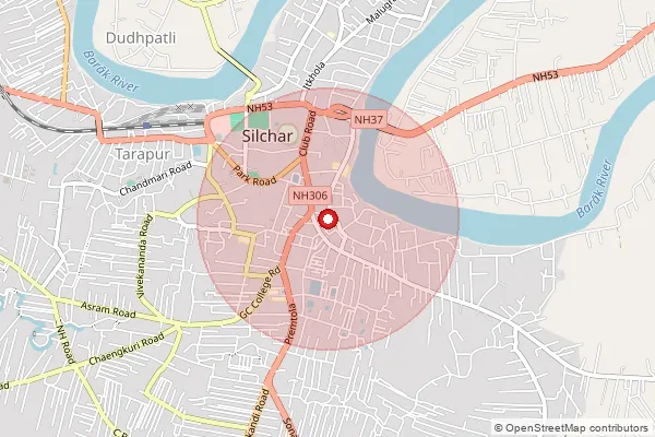 Map showing approximate area covered by Pincode 788014 — Silchar Medical College S.O, Cachar