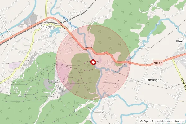 Map showing approximate area covered by Pincode 788026 — Digar Srikona B.O, Cachar