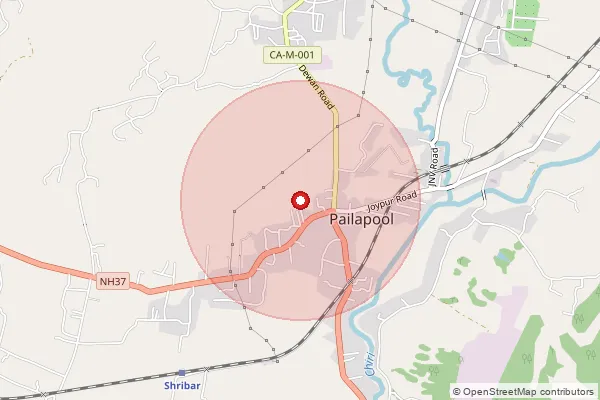 Map showing approximate area covered by Pincode 788098 — Sibpur B.O, Cachar