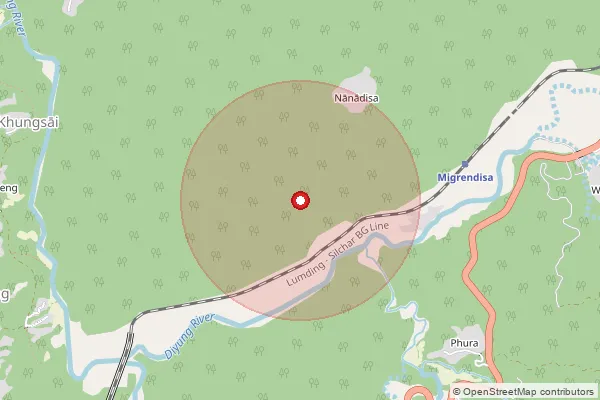 Map showing approximate area covered by Pincode 788104 — Uttar Lalpani B.O, Cachar