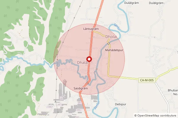 Map showing approximate area covered by Pincode 788114 — Debipur B.O, Cachar