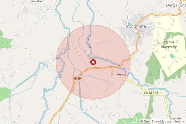 Map showing approximate area covered by Pincode 788117 — Sahapur B.O, Cachar