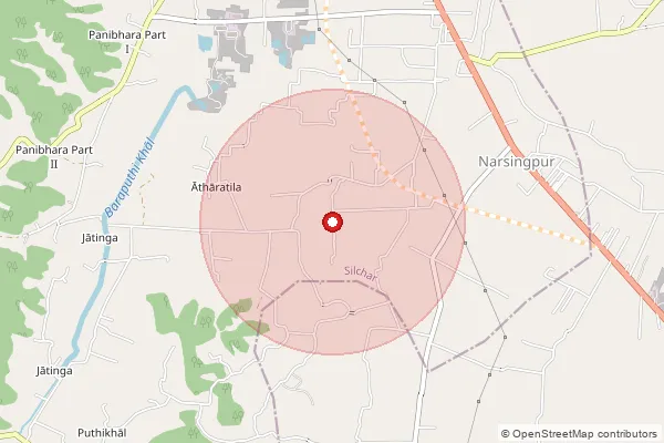 Map showing approximate area covered by Pincode 788120 — Bhaga Bazar S.O, Cachar