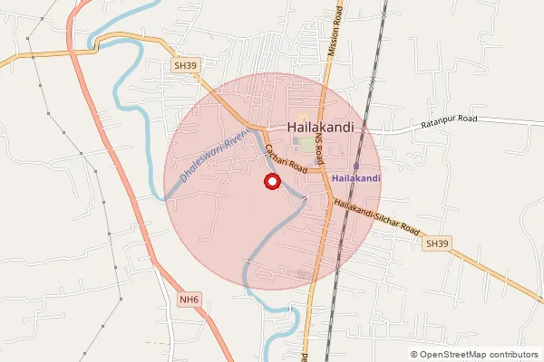 Map showing approximate area covered by Pincode 788155 — Paikan B.O, Hailakandi