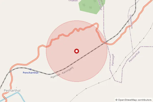 Map showing approximate area covered by Pincode 788166 — Kalinagar T E B.O, Karimganj