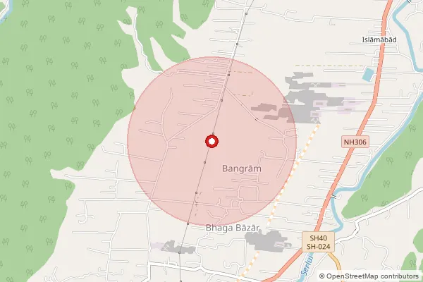 Map showing approximate area covered by Pincode 788701 — Lamajuar B.O, Karimganj