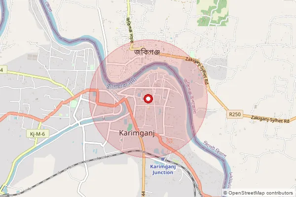 Map showing approximate area covered by Pincode 788709 — Nayagram B.O, Karimganj